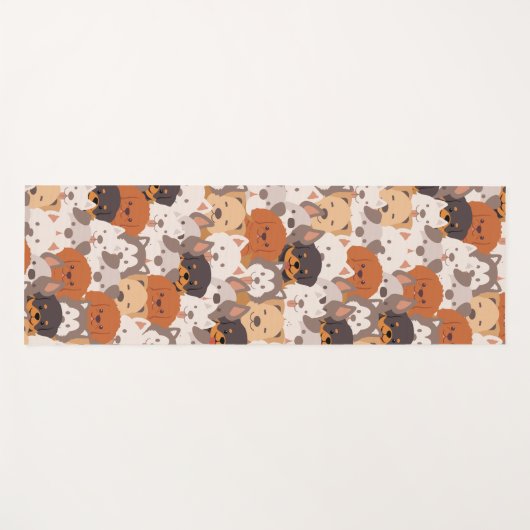 かわいい犬の子犬の足ペットのシームレスなパターン ヨガマット (正面(横))