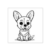 かわいい犬の子犬の輪郭 ラバースタンプ (インプリント)