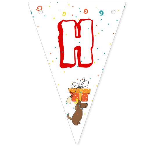 かわいい犬の子犬をテーマにした子どもの誕生日パーティー バンティングフラッグ (第2の旗)