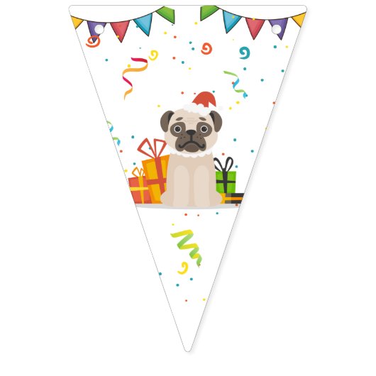 かわいい犬の子犬をテーマにした子どもの誕生日パーティー バンティングフラッグ (第1の旗)