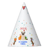 かわいい犬の子犬をテーマにした子どもの誕生日パーティー パーティーハット (正面)