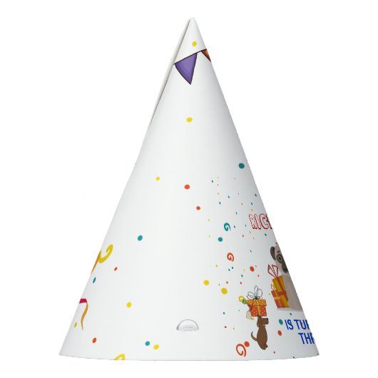 かわいい犬の子犬をテーマにした子どもの誕生日パーティー パーティーハット (左)