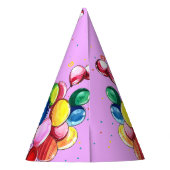 かわいい犬の子犬をテーマにした子どもの誕生日パーティー パーティーハット (裏面)