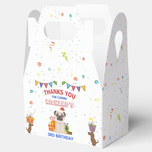 かわいい犬の子犬をテーマにした子どもの誕生日パーティー フェイバーボックス (オープン)