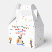 かわいい犬の子犬をテーマにした子どもの誕生日パーティー フェイバーボックス (正面サイド)