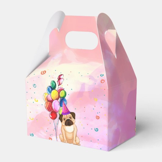 かわいい犬の子犬をテーマにした子どもの誕生日パーティー フェイバーボックス (裏面サイド)