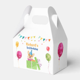 かわいい犬の子犬をテーマにした子どもの誕生日パーティー フェイバーボックス