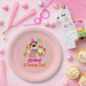 かわいい犬の子犬をテーマにした子どもの誕生日パーティー ペーパープレート (パーティー)