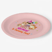 かわいい犬の子犬をテーマにした子どもの誕生日パーティー ペーパープレート (アングル)