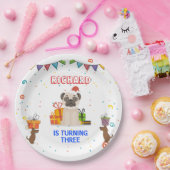 かわいい犬の子犬をテーマにした子どもの誕生日パーティー ペーパープレート (パーティー)