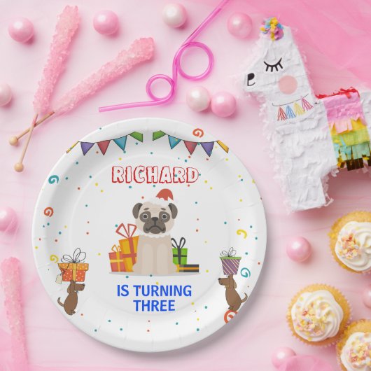 かわいい犬の子犬をテーマにした子どもの誕生日パーティー ペーパープレート (パーティー)