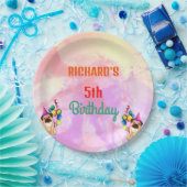 かわいい犬の子犬をテーマにした子どもの誕生日パーティー ペーパープレート (パーティー)