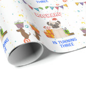 かわいい犬の子犬をテーマにした子どもの誕生日パーティー ラッピングペーパー (ロールコーナー)