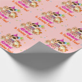 かわいい犬の子犬をテーマにした子どもの誕生日パーティー ラッピングペーパー (角)
