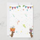 かわいい犬の子犬をテーマにした子どもの誕生日パーティー 招待状 (裏面)