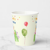 かわいい犬の子犬をテーマにした子どもの誕生日パーティー 紙コップ (左)