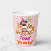 かわいい犬の子犬をテーマにした子どもの誕生日パーティー 紙コップ (裏面)