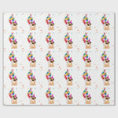 かわいい犬の子犬をテーマにした子供の誕生日パーティー ラッピングペーパー (フラット)