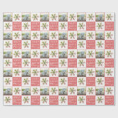 かわいい犬の子犬ペットフォトピンクのスノーフレーク ラッピングペーパー (フラット)