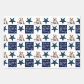 かわいい犬の子犬ペットフォトフェスティバルスタークリスマス ラッピングペーパーシート (正面2)