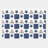 かわいい犬の子犬ペットフォトフェスティバルスタークリスマス ラッピングペーパーシート (正面)