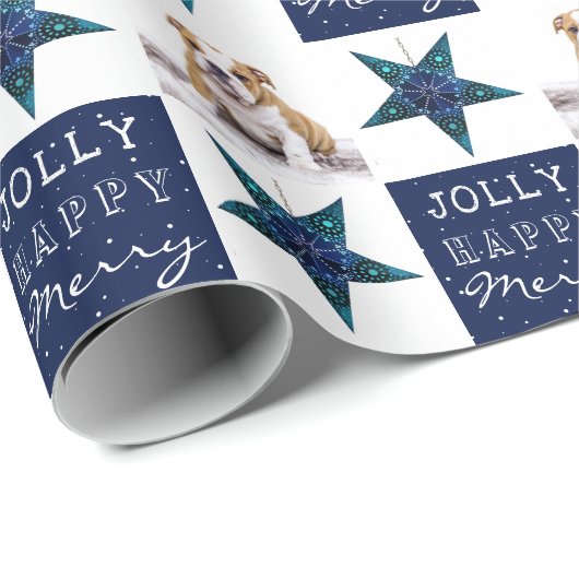 かわいい犬の子犬ペットフォトフェスティバルスタークリスマス ラッピングペーパー (ロールコーナー)