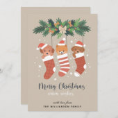 かわいい犬の子犬メリークリスマスカード シーズンカード (正面/裏面)