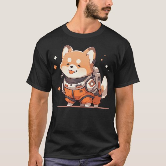 かわいい犬の宇宙飛行士 Tシャツ (正面)