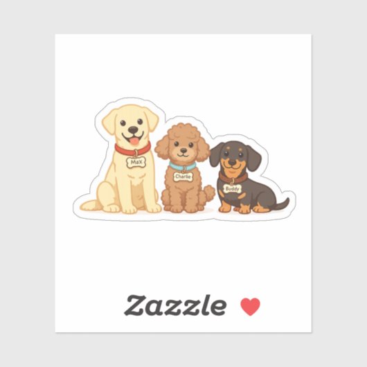 かわいい犬の家族のベクターイラスト シール (シート)
