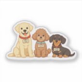 かわいい犬の家族のベクターイラスト シール (正面)
