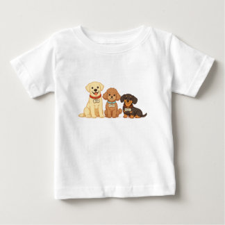 かわいい犬の家族のベクターイラスト ベビーTシャツ