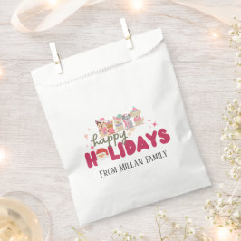 かわいい犬の家族または事業のフラットホリデーカード フェイバーバッグ