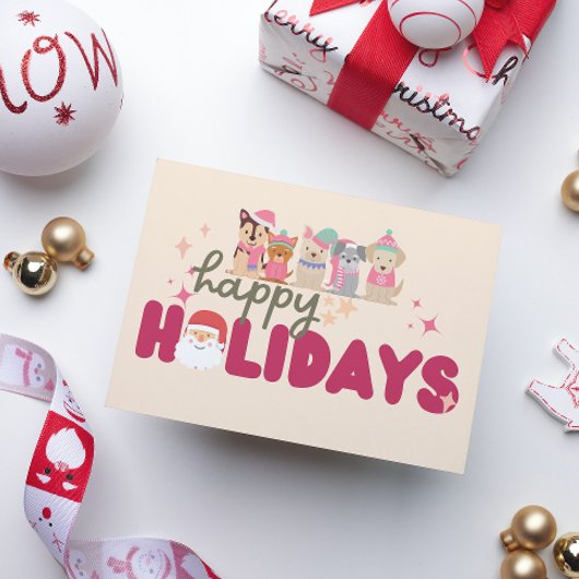 かわいい犬の家族または事業の フラット ホリデー カード