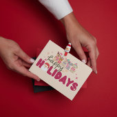 かわいい犬の家族または事業の フラット ホリデー カード