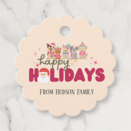 かわいい犬の家族やビジネスフラットホリデーカード フェイバータグ