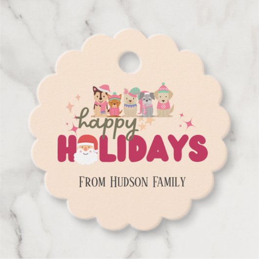 かわいい犬の家族やビジネスフラットホリデーカード フェイバータグ (正面)