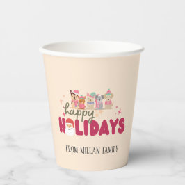 かわいい犬の家族やビジネスフラットホリデーカード 紙コップ