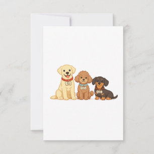 かわいい犬の家族ベクターイラスト サンキューカード