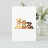 かわいい犬の家族ベクターイラスト サンキューカード (スタンド正面)