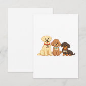 かわいい犬の家族ベクターイラスト サンキューカード (正面/裏面)