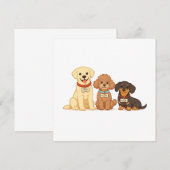 かわいい犬の家族ベクターイラスト サンキューカード (正面/裏面)