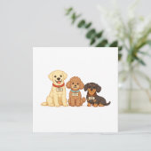 かわいい犬の家族ベクターイラスト サンキューカード (スタンド正面)
