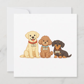 かわいい犬の家族ベクターイラスト サンキューカード
