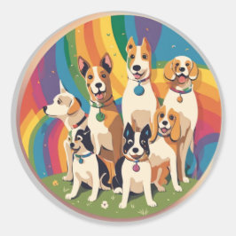 かわいい犬の家族 ラウンドシール