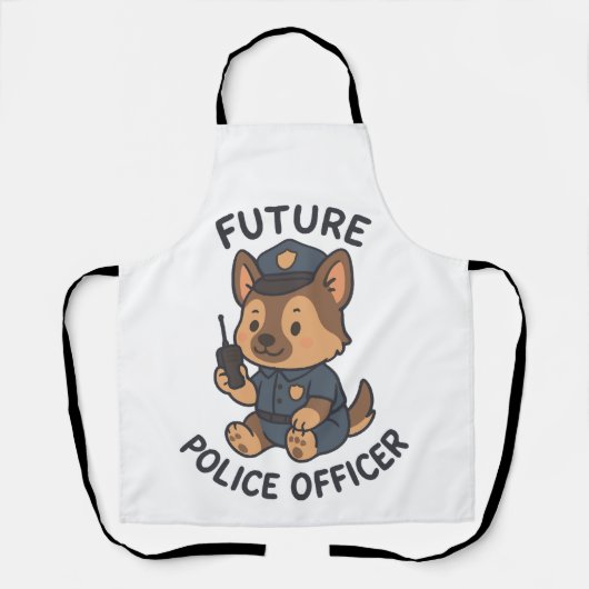 かわいい犬の将来の警察官テーマ エプロン (正面)