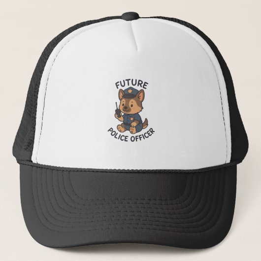 かわいい犬の将来の警察官テーマ キャップ (正面)