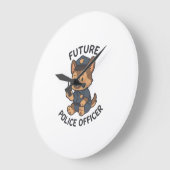 かわいい犬の将来の警察官テーマ ラージ壁時計 (傾斜)