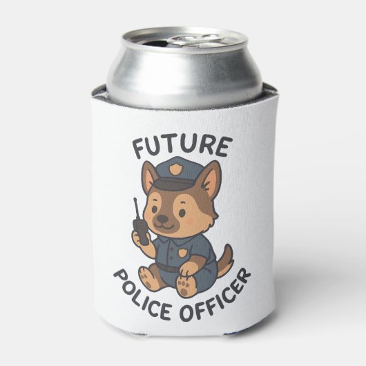 かわいい犬の将来の警察官テーマ 缶クーラー (缶正面)