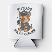 かわいい犬の将来の警察官テーマ 缶クーラー (正面)