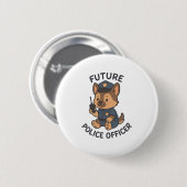 かわいい犬の将来の警察官テーマ 缶バッジ (正面&裏面)